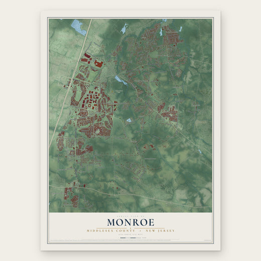 Monroe, Middlesex County, New Jersey map print, the full design