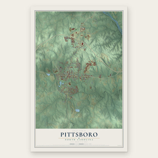 Pittsboro, North Carolina map print, the full design