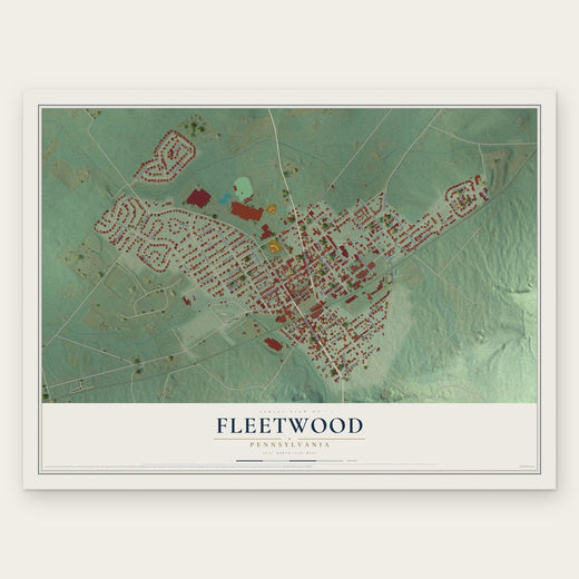 Fleetwood, Pennsylvania map print, the full design