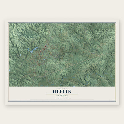 Heflin, Alabama map print, the full design
