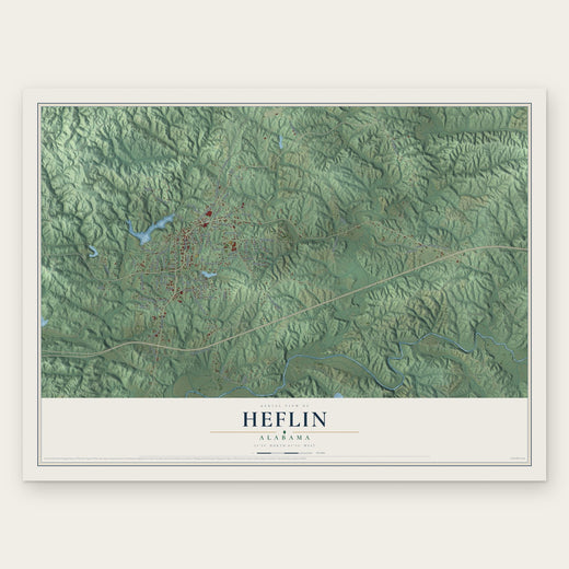 Heflin, Alabama map print, the full design