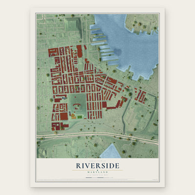 Riverside, Maryland map print, the full design