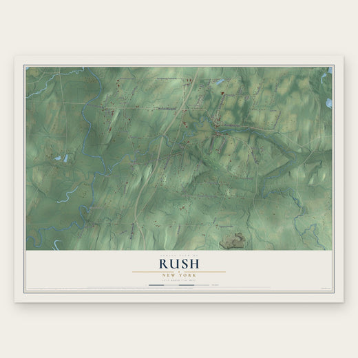 Rush, New York map print, the full design