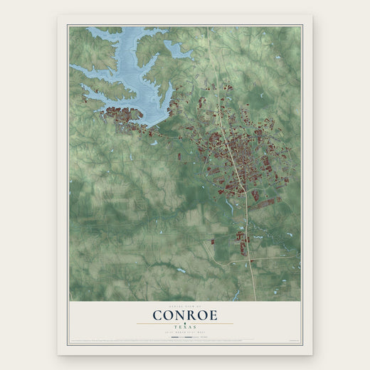Conroe, Texas map print, the full design