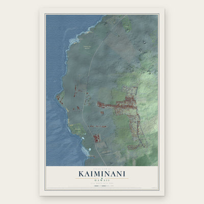 Kaiminani, Hawaii map print, the full design