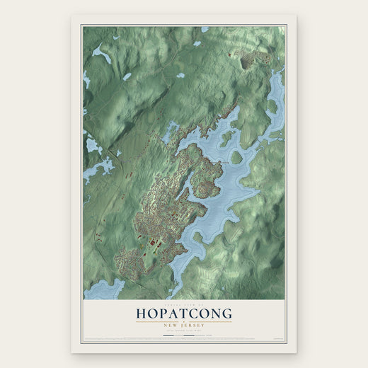 Hopatcong, New Jersey map print, the full design