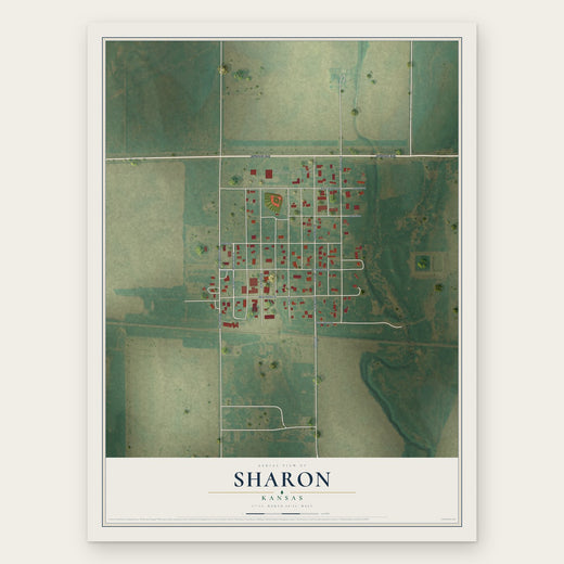 Sharon, Kansas map print, the full design