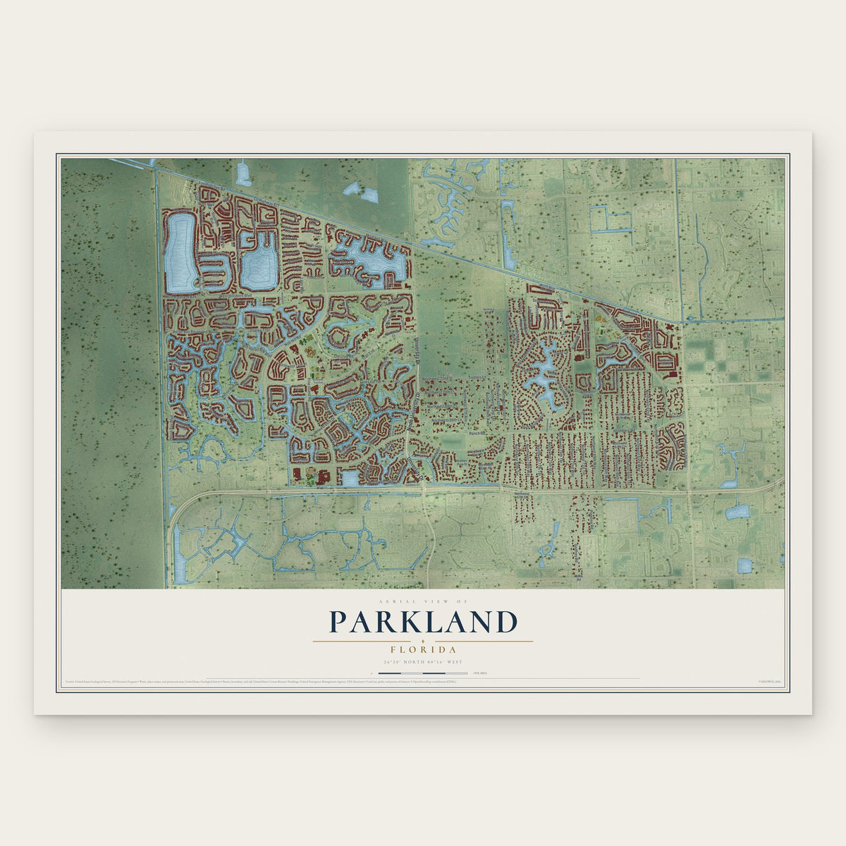 Parkland, Florida map print, the full design