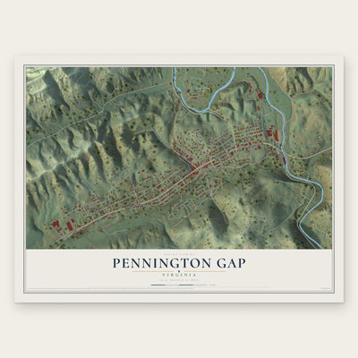 Pennington Gap, Virginia map print, the full design