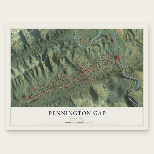 Pennington Gap, Virginia map print, the full design