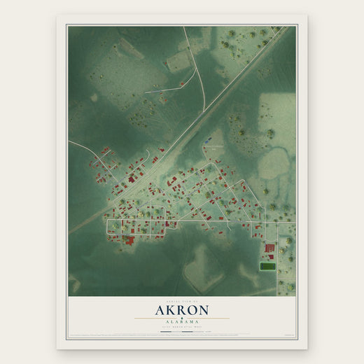 Akron, Alabama map print, the full design