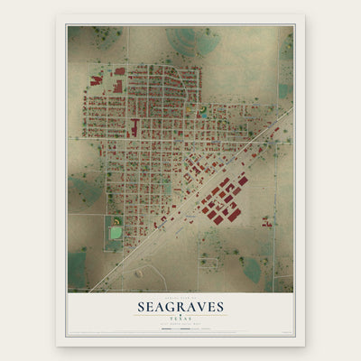 Seagraves, Texas map print, the full design
