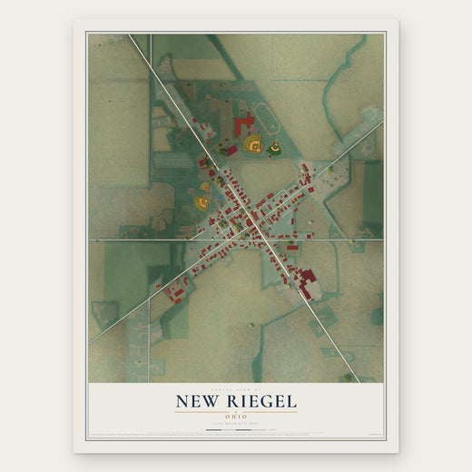 New Riegel, Ohio map print, the full design