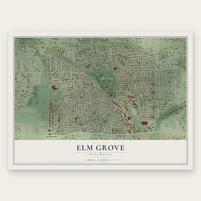 Elm Grove, Wisconsin map print, the full design