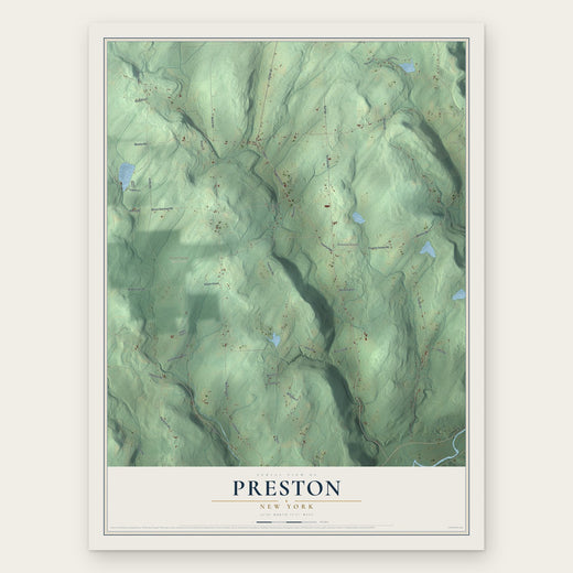 Preston, New York map print, the full design