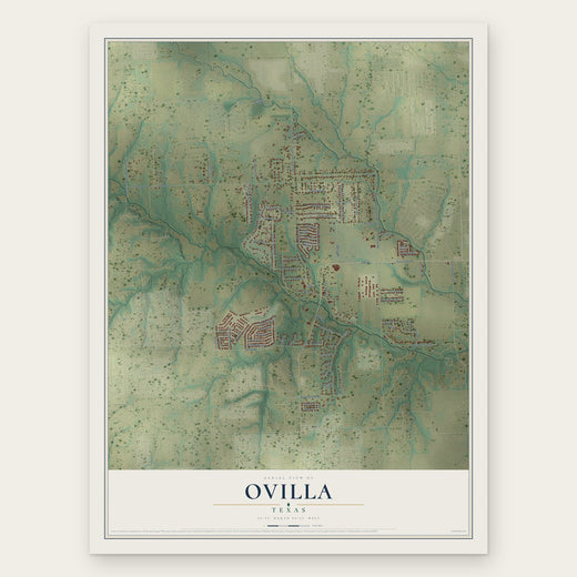 Ovilla, Texas map print, the full design