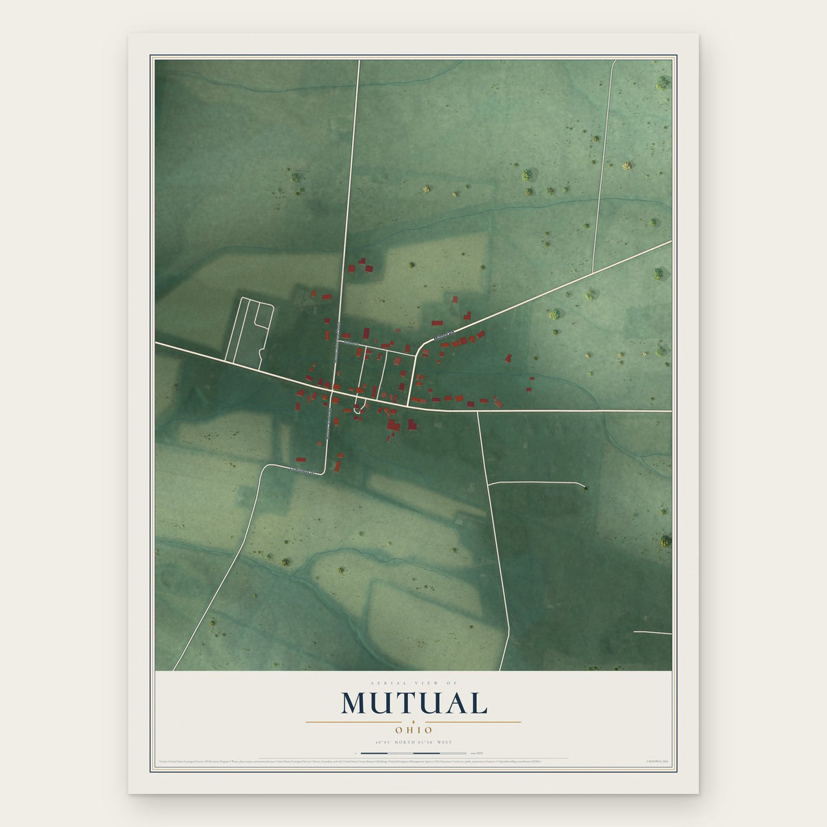 Mutual, Ohio map print, the full design