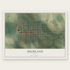 Highland, Kansas map print, the full design