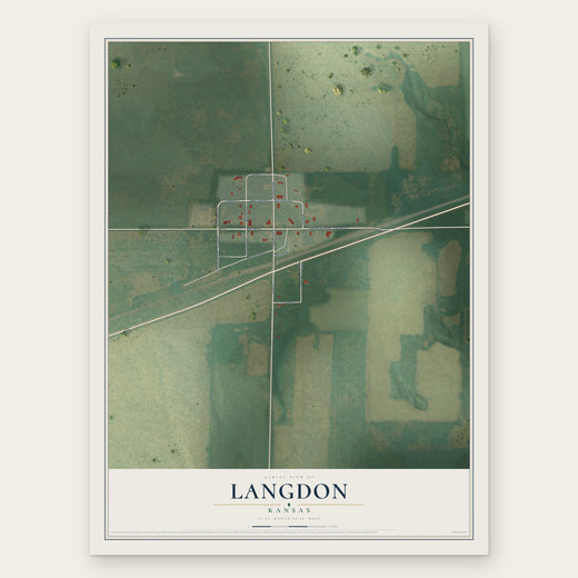 Langdon, Kansas map print, the full design