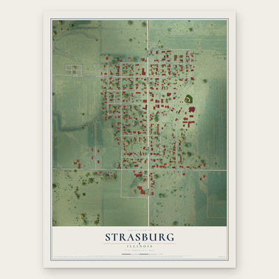Strasburg, Illinois map print, the full design