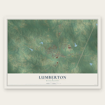 Lumberton, Mississippi map print, the full design