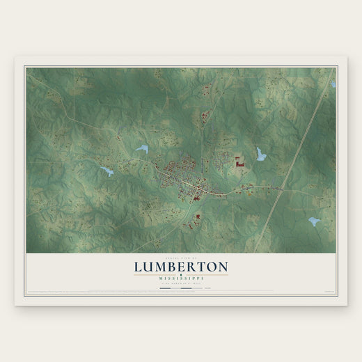 Lumberton, Mississippi map print, the full design