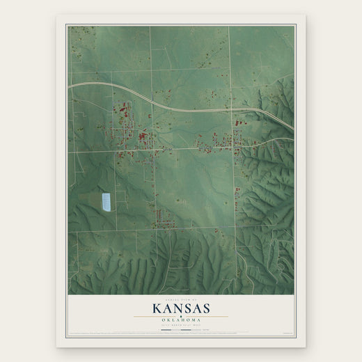 Kansas, Oklahoma map print, the full design
