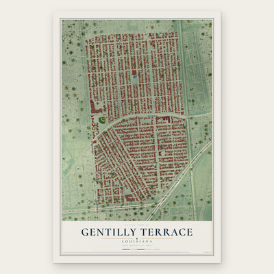Gentilly Terrace, Louisiana map print, the full design