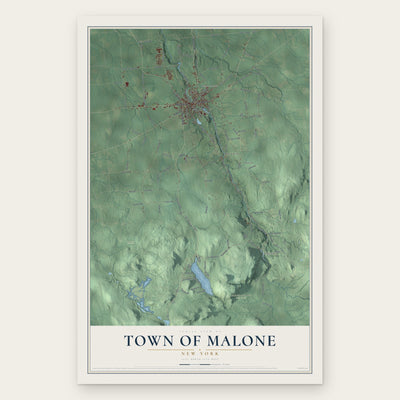 Town of Malone, New York map print, the full design