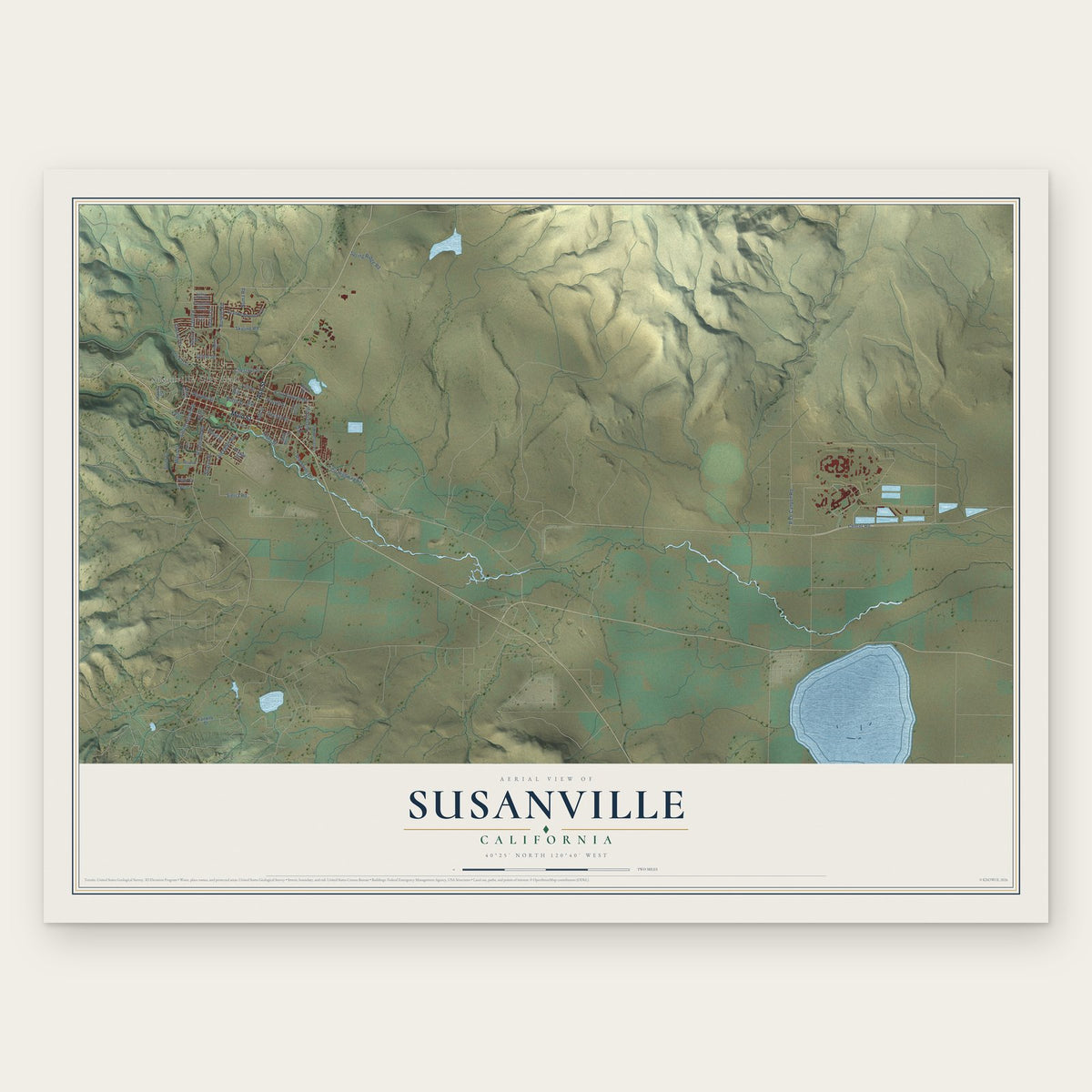Susanville, California map print, the full design