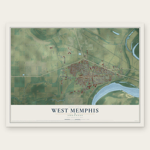West Memphis, Arkansas map print, the full design