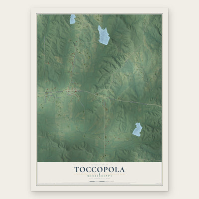 Toccopola, Mississippi map print, the full design