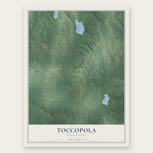 Toccopola, Mississippi map print, the full design
