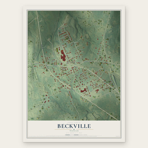 Beckville, Texas map print, the full design