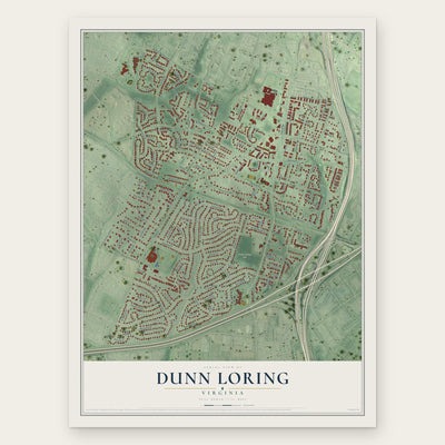 Dunn Loring, Virginia map print, the full design