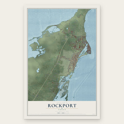 Rockport, Texas map print, the full design
