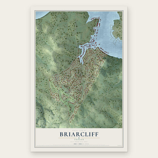Briarcliff, Texas map print, the full design