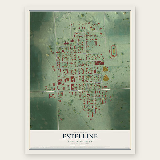 Estelline, South Dakota map print, the full design