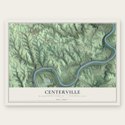Centerville, Washington County, Pennsylvania map print, the full design