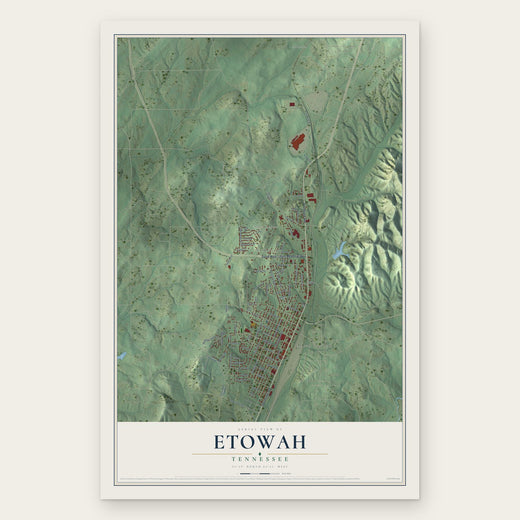 Etowah, Tennessee map print, the full design