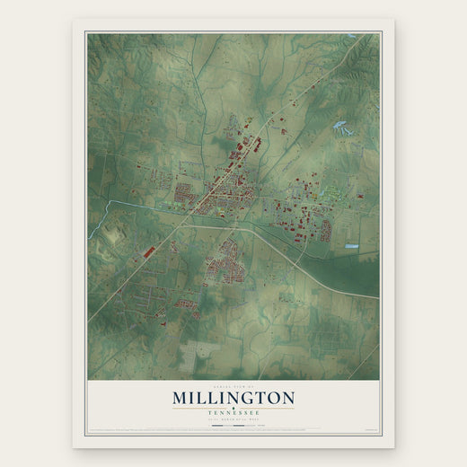 Millington, Tennessee map print, the full design