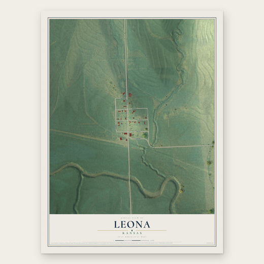 Leona, Kansas map print, the full design