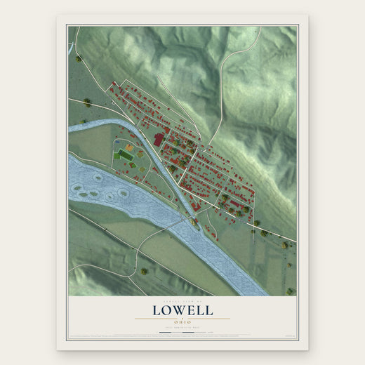 Lowell, Ohio map print, the full design