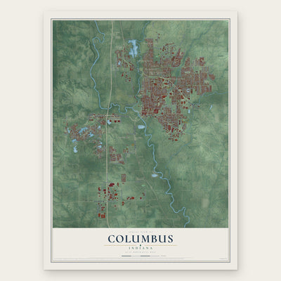 Columbus, Indiana map print, the full design