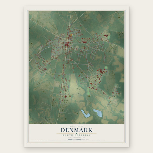 Denmark, South Carolina map print, the full design