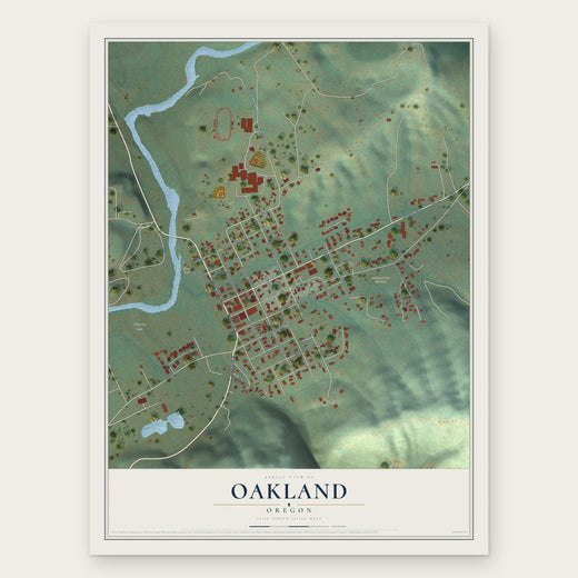 Oakland, Oregon map print, the full design