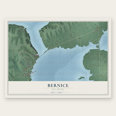 Bernice, Oklahoma map print, the full design