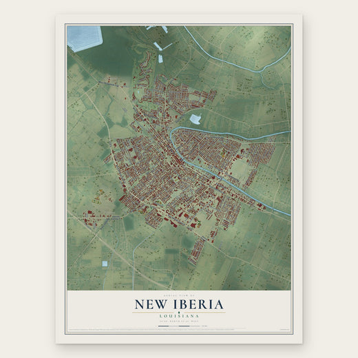 New Iberia, Louisiana map print, the full design