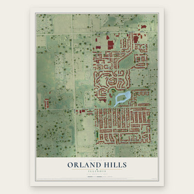 Orland Hills, Illinois map print, the full design