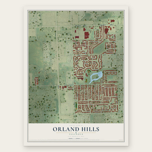Orland Hills, Illinois map print, the full design